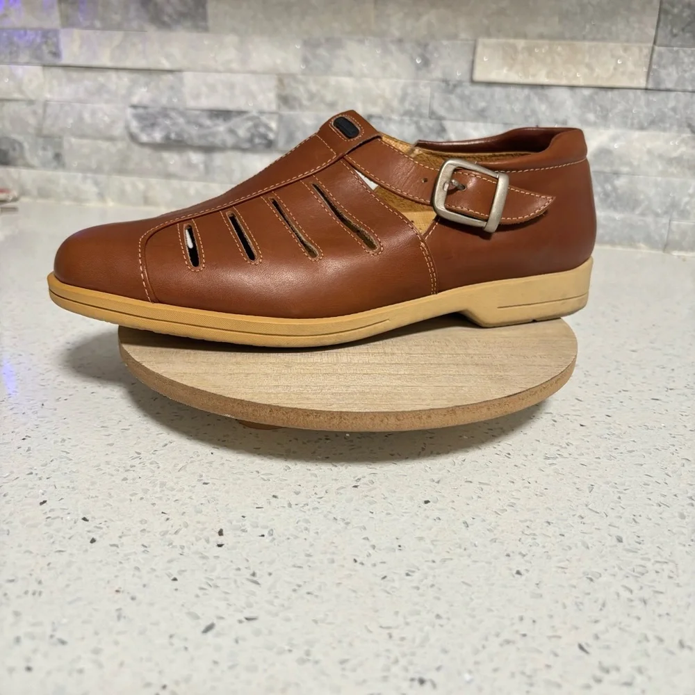 Bally Men's Palaso Brown Tan Leather Fisherman Sandals Shoes Made in Italy 7.5